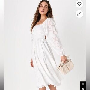 Lulus White Floral Midi Dress